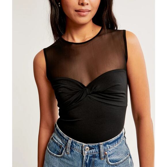 Abercrombie & Fitch Tops - Abercrombie and Fitch Black Mesh Twist Top Women's Size S Tank Datenight EUC